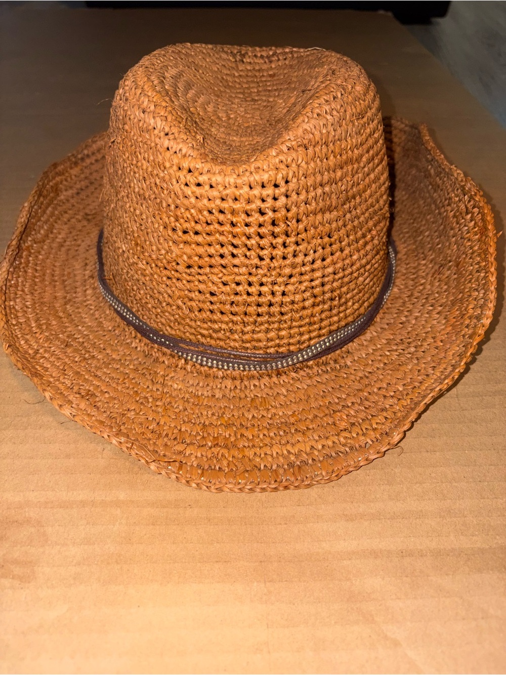 Women's Wallaroo Brown Woven Straw Hat with Decorative Band